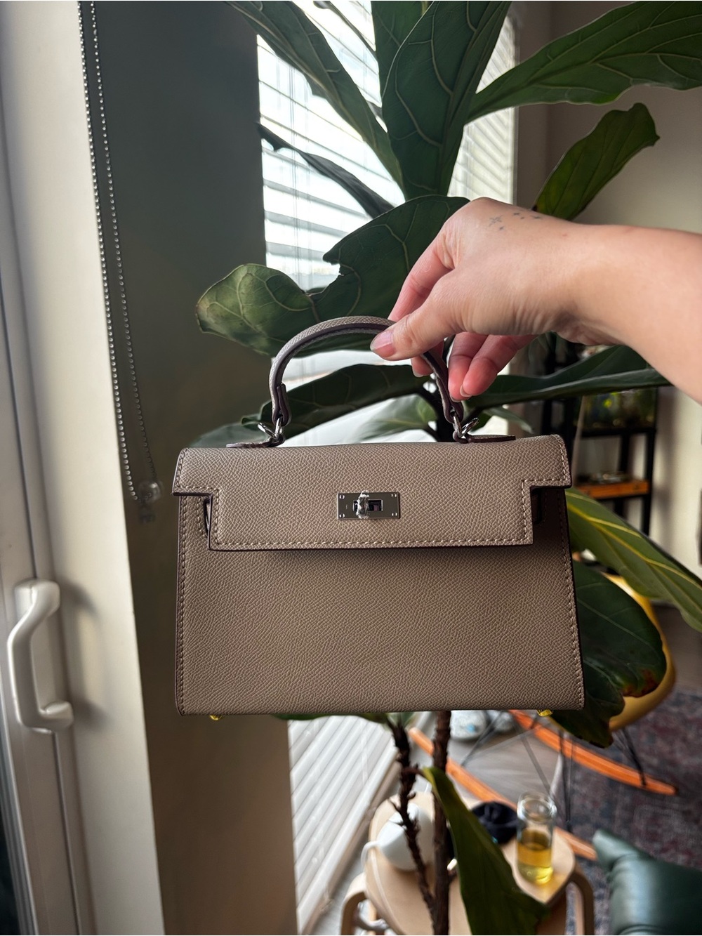 Taupe Structured Top-Handle Women's Bag target